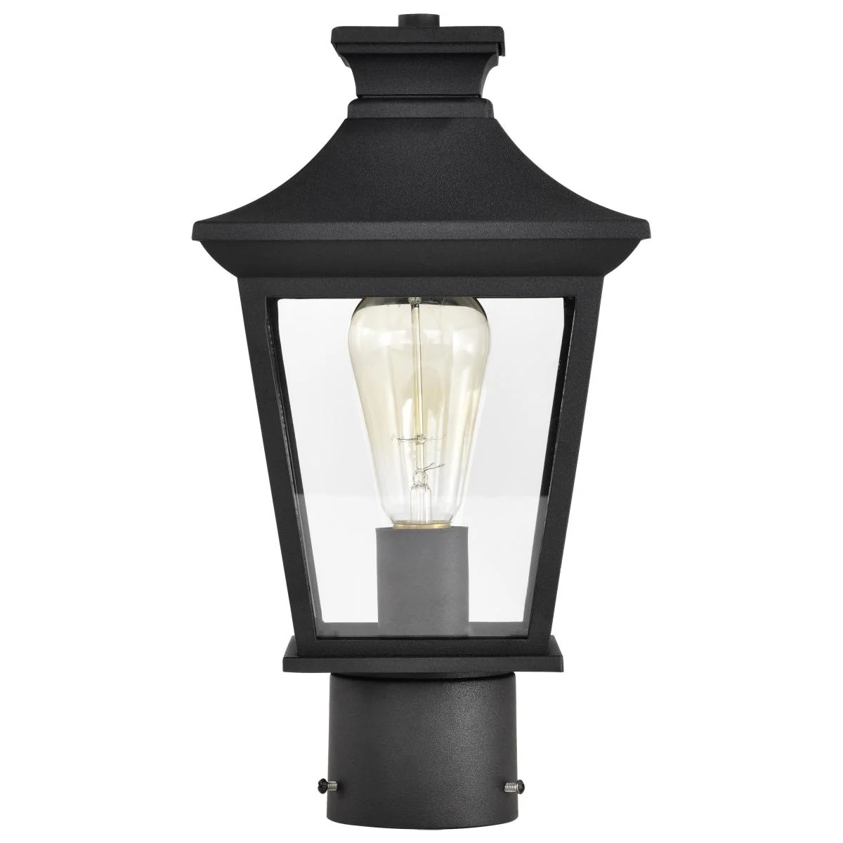 60-5745 JASPER 1LT OUTDOOR POST Jasper Collection Outdoor 14 inch Post Light Pole Lantern; Matte Black Finish with Clear Glass - Cheap-Us