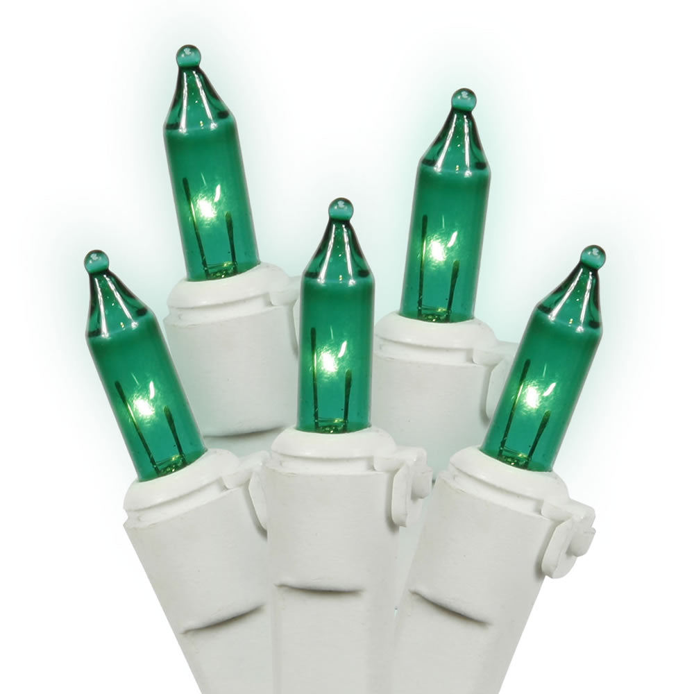 Vickerman 100 Green Mini Light Icicle Light on White Wire 9' Christmas Light Strand - Cheap-Us