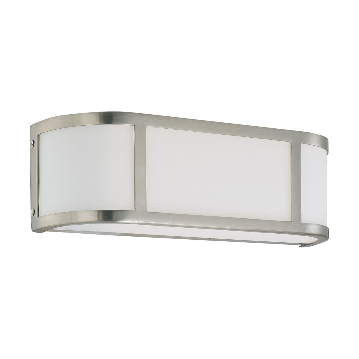 60-2871 ODEON 2 LT WALL SCONCE Odeon - 2 Light Vanity with Satin White Glass - Brushed Nickel Finish - Cheap-Us