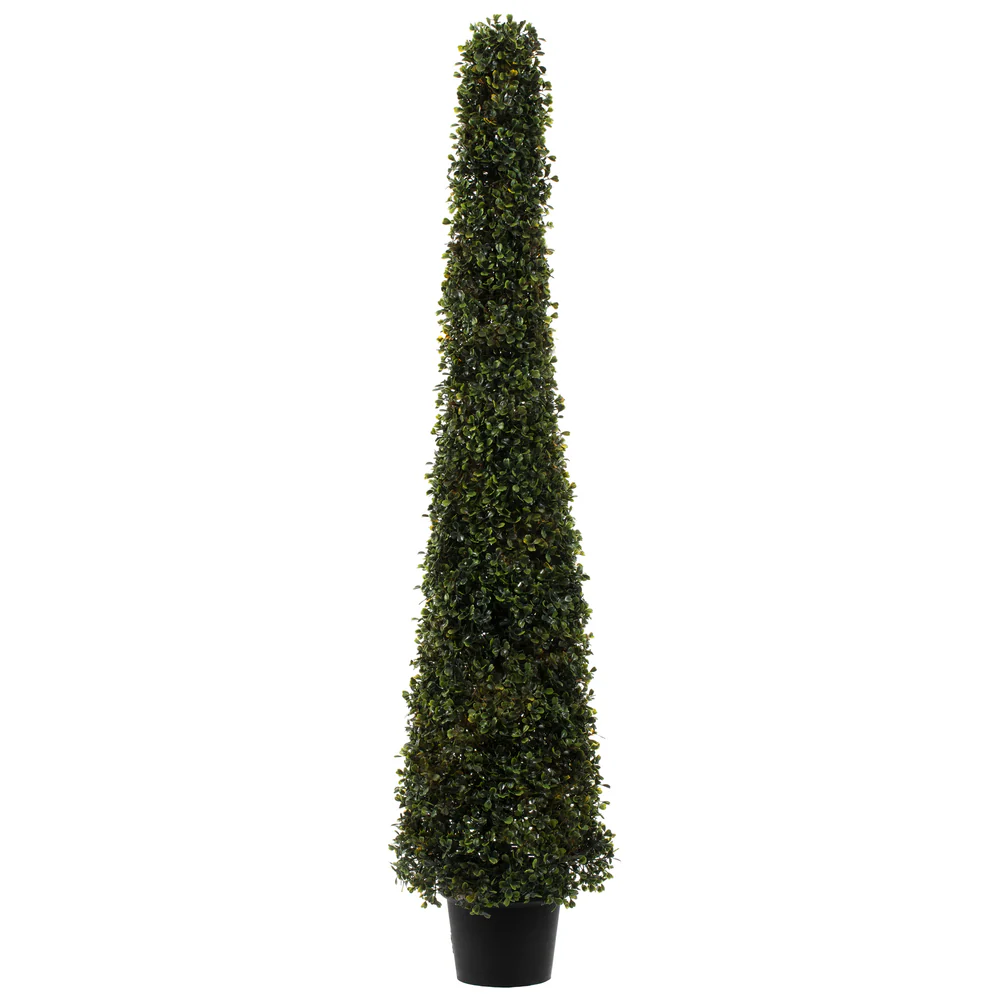 Vickerman 4' Potted Artificial Boxwood Cone. - Cheap-Us