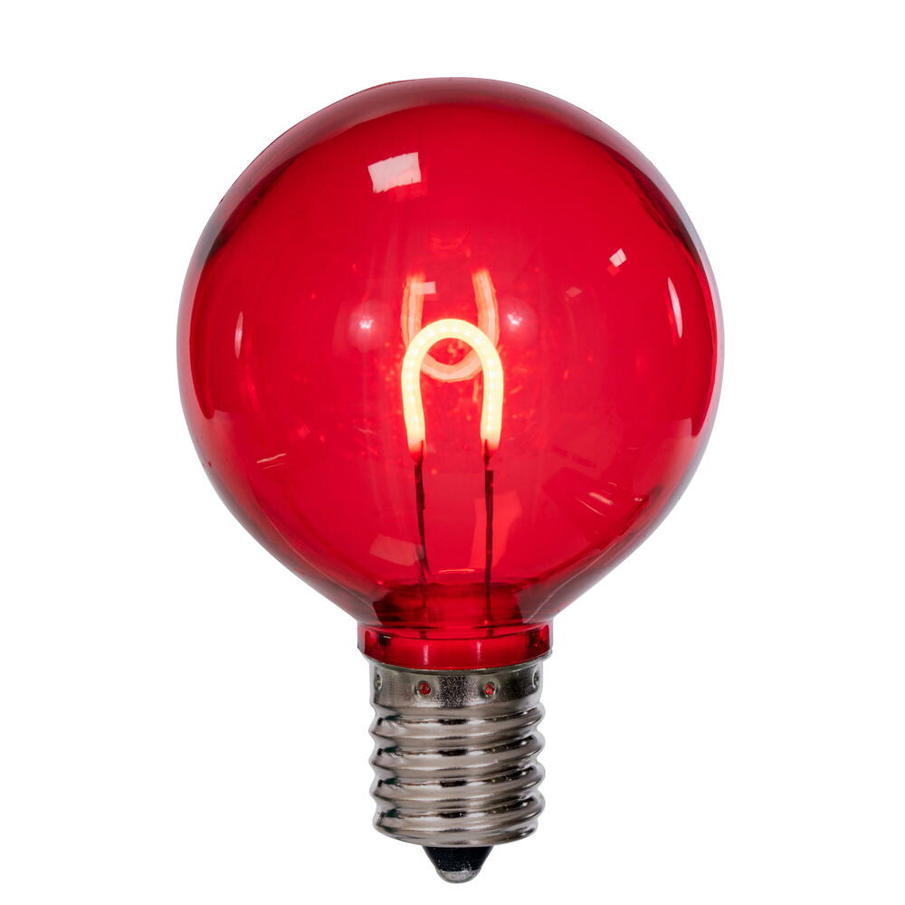 Vickerman G50 Transparent U-Shaped Filament Red Bulb, E17 Base, .6 Watts, 25 Pcs Assorted/Bag.  Colors included are Blue, Red, Green, Purple and Amber. - Cheap-Us