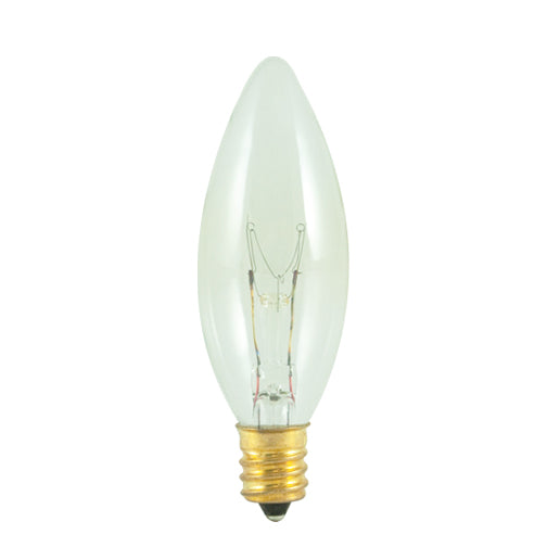 Bulbrite 25CTC/25/2 25 Watt Incandescent B8 Torpedo Chandelier Bulb, Candelabra Base, Clear - Cheap-Us