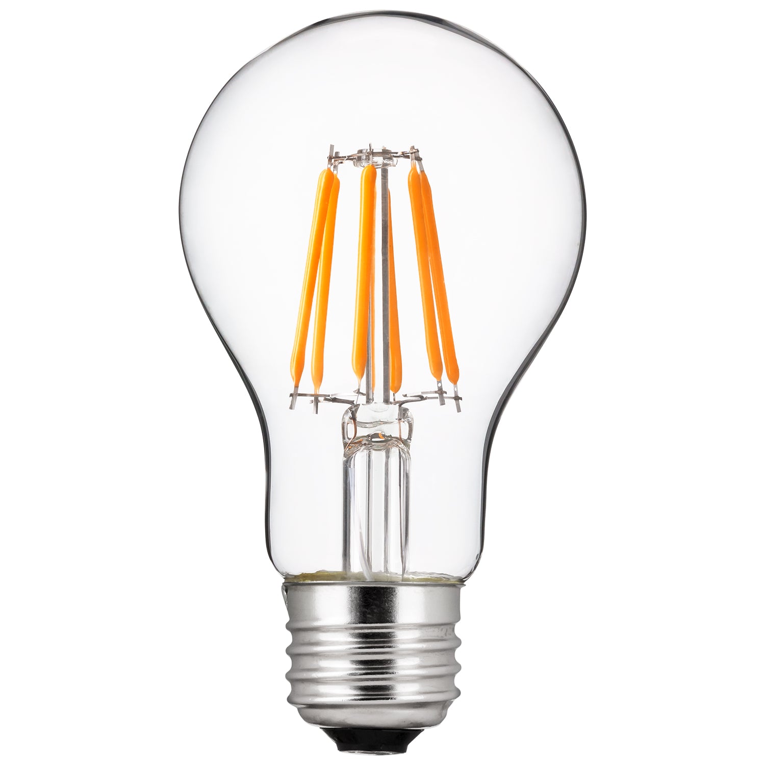 Sunlite 80476 LED Edison A19 Light Bulb, 6 Watts (40W Equivalent), 600 Lumens, Medium E26 Base, Dimmable, Clear Glass Filament, UL Listed, 2200K Amber, 1 Pack - Cheap-Us