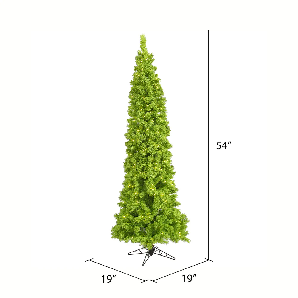 Vickerman 4.5' Flocked Lime Pencil Fir Artificial Christmas Tree Lime Dura-lit LED Lights - Cheap-Us
