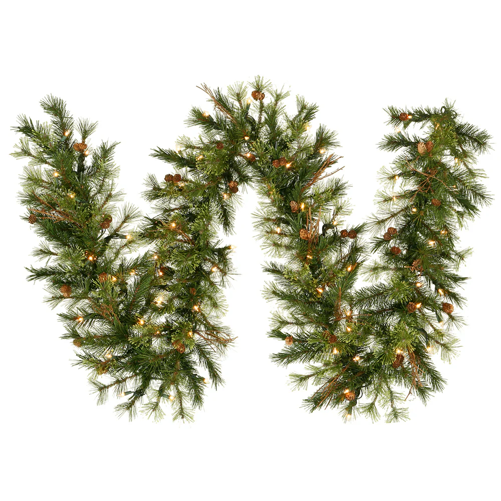 Vickerman 9' Mixed Country Pine Artificial Christmas Garland Clear Dura-lit Incandescent Lights - Cheap-Us