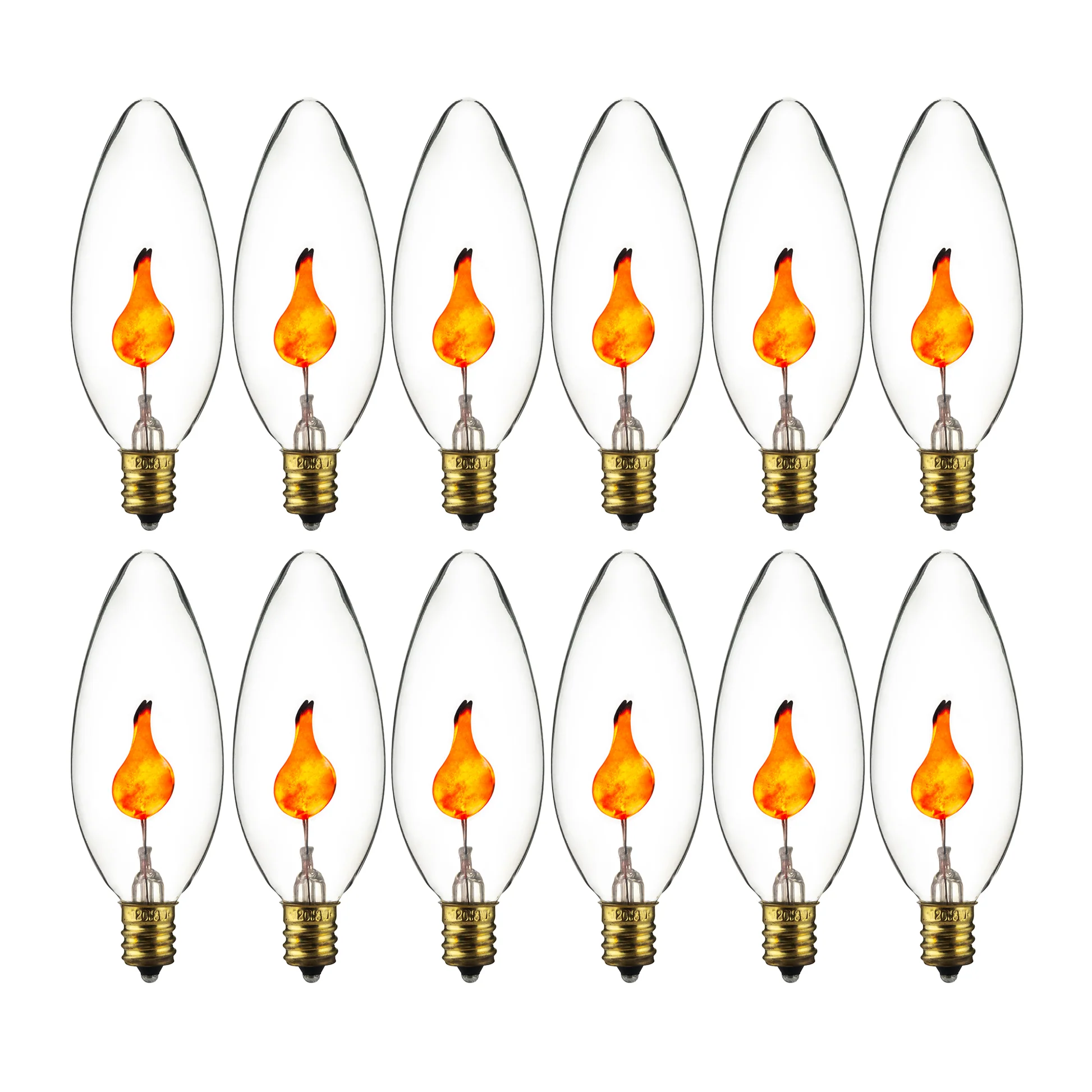 Sunlite 40106 Torpedo Tip, Halloween Incandescent Chandelier Flickering Light Bulb, Candelabra Base (E12) for Lamps, Fixtures, Decorations, Holidays, Orange, 12 Count - Cheap-Us