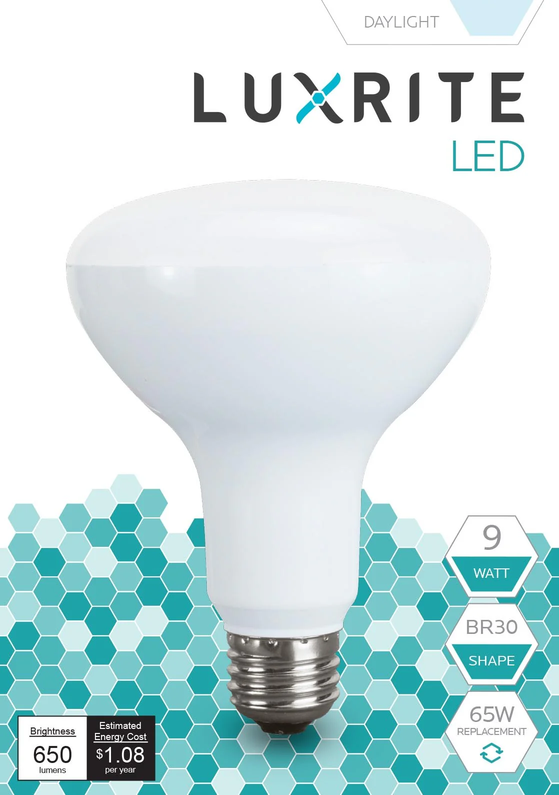 Luxrite LED BR30 Reflector Light Bulb, 9W, 650 Lumens, 6500K - Daylight, 80 CRI, Frosted White Finish, Dimmable, Pack of 7 (LR31855) - Cheap-Us