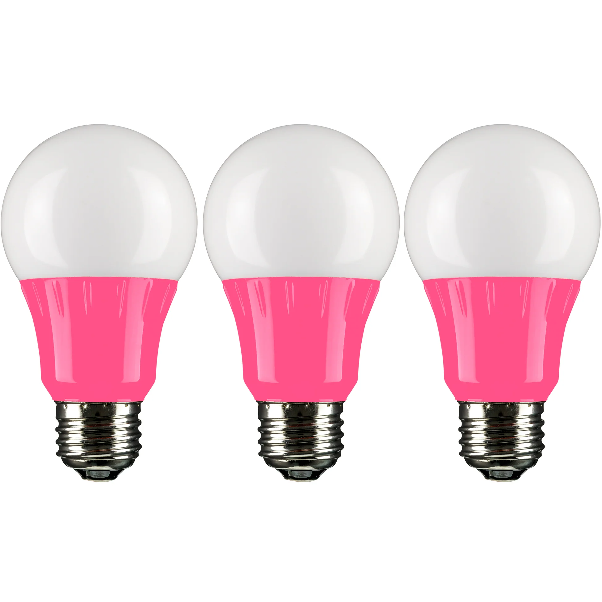 Sunlite 40453-SU LED A19 Colored Light Bulb, 3 Watts (25w Equivalent), E26 Medium Base, Non-Dimmable, UL Listed, Pink 3 Pack - Cheap-Us