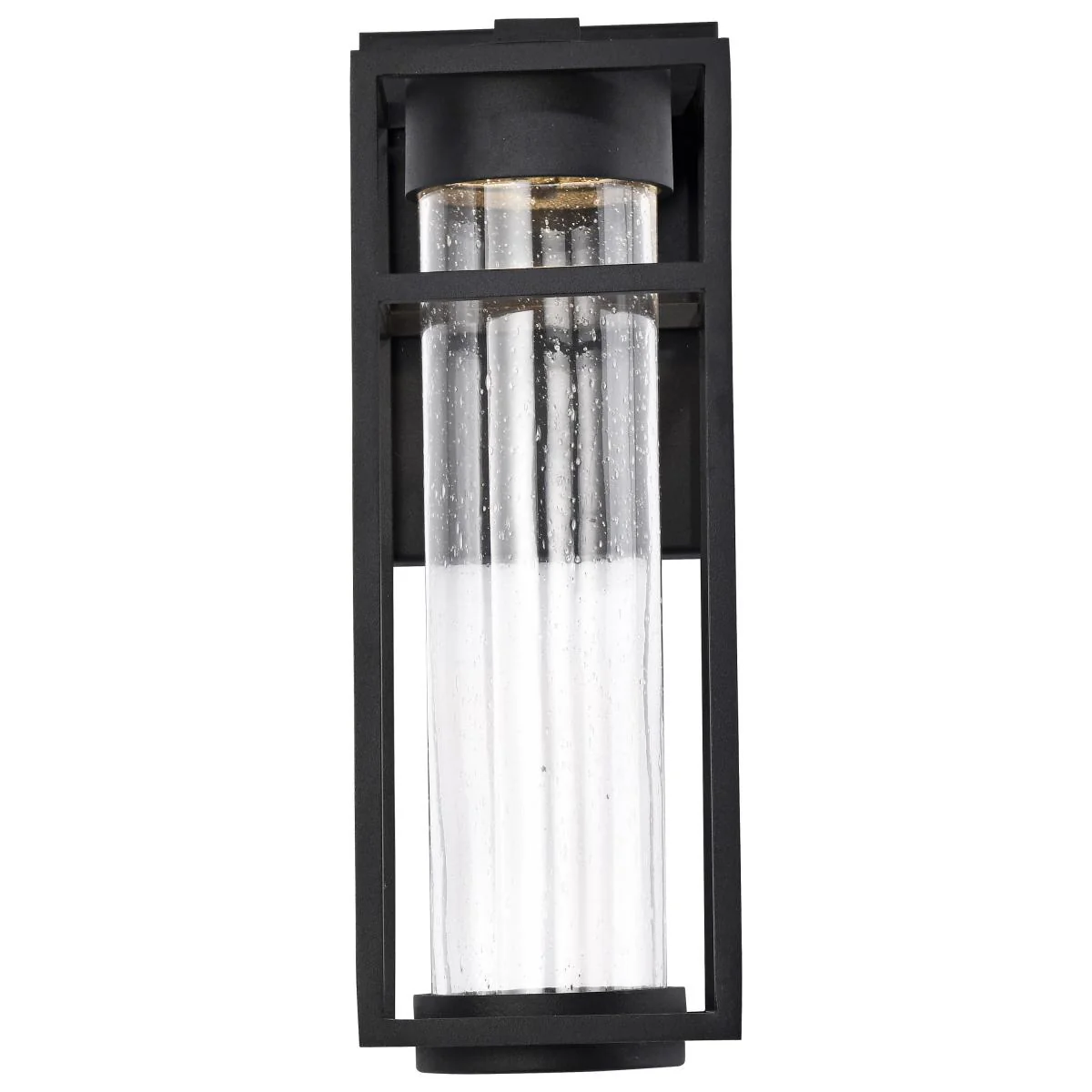 62-1612 LEDGES 6W LED MED WALL LANTERN Ledges; 6W LED; Medium Wall Lantern; Matte Black with Clear Seeded Glass - Cheap-Us