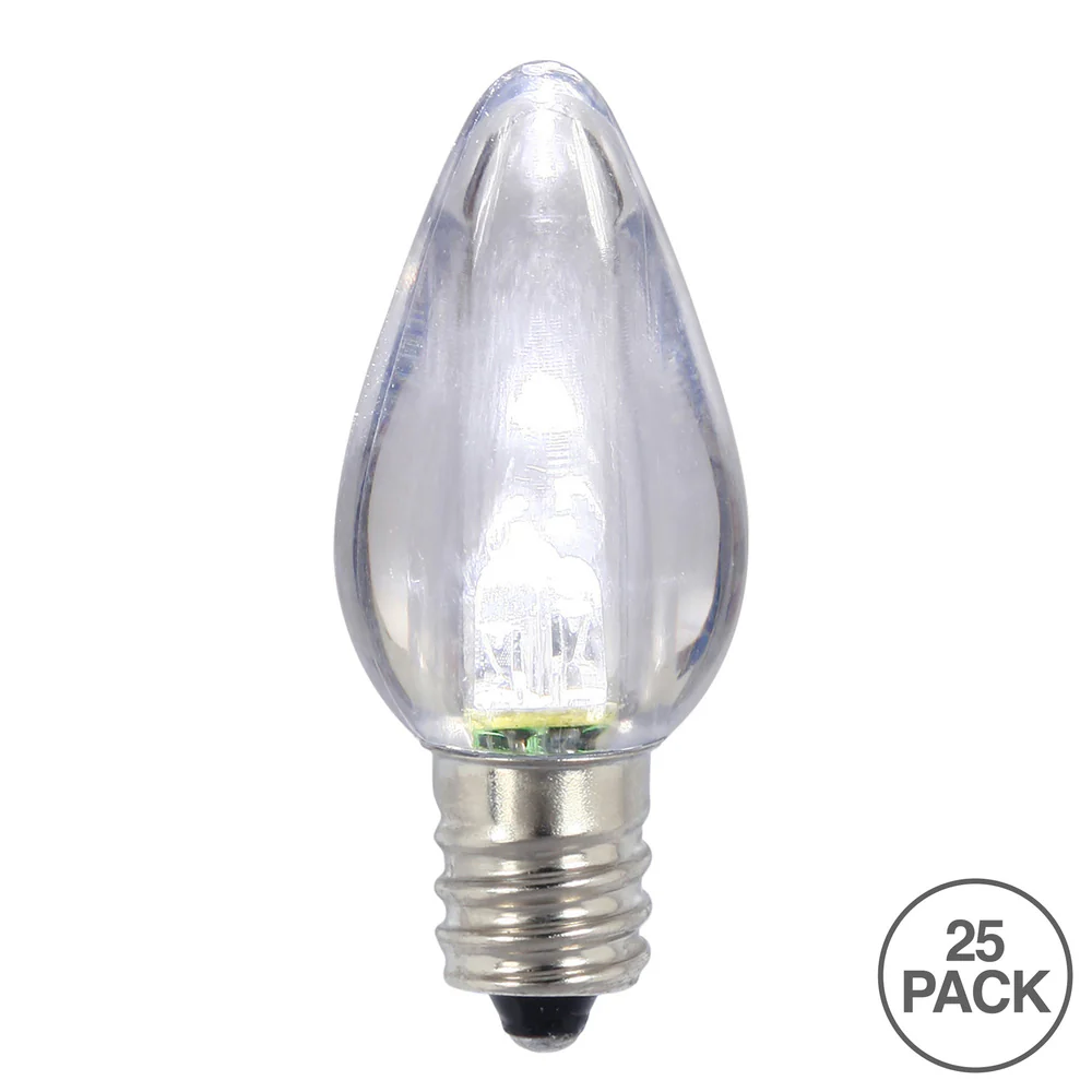 Vickerman C7 Transparent Plastic LED Pure White Dimmable Bulb, E12 Nickel Base, 25 per Pack. - Cheap-Us