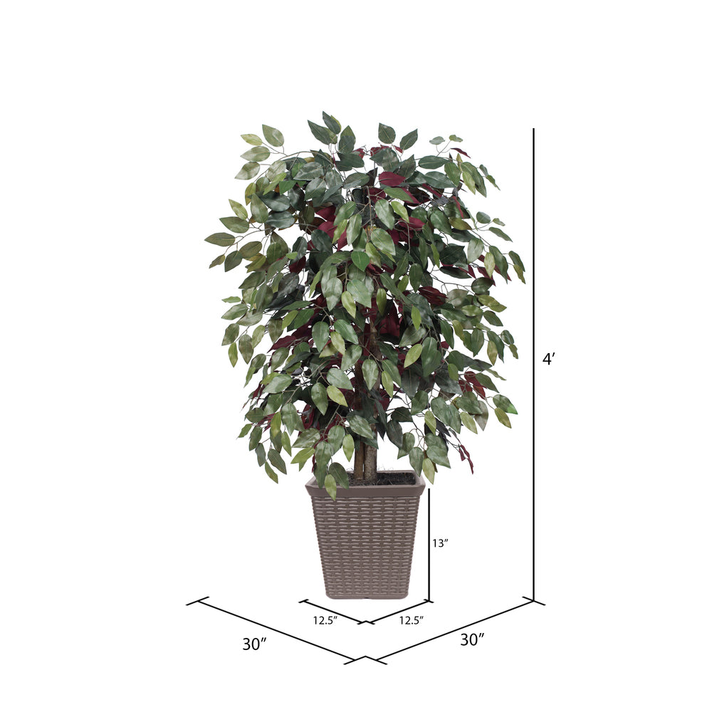 Vickerman 4' Artificial Capensia Bush Brown Square Plastic Basket. - Cheap-Us