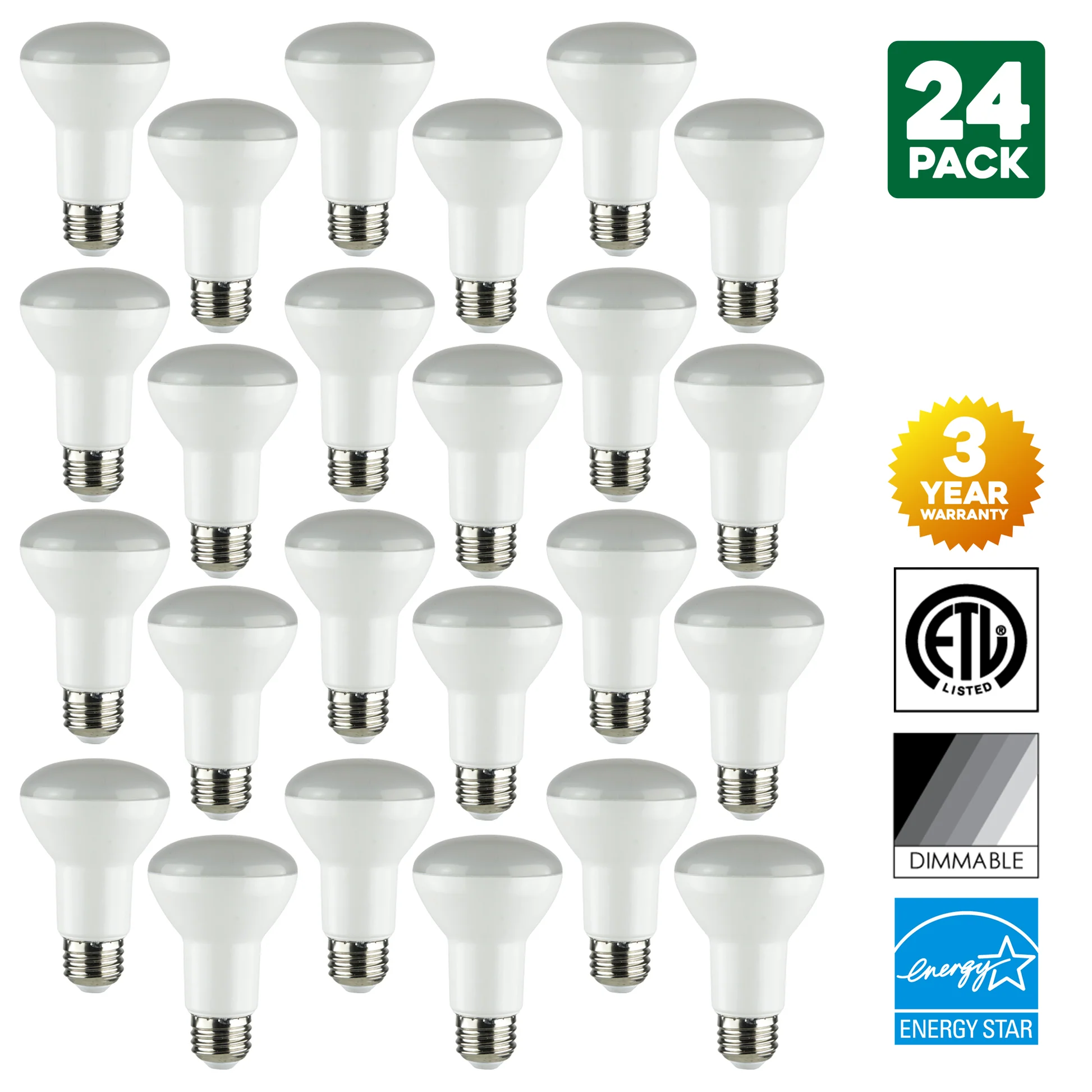 Sunlite 8-Watt Dimmable LED R20 Reflector Bulb, 50W Incandescent Equivalent, Medium (E26) Base, 3000K Warm White - Cheap-Us
