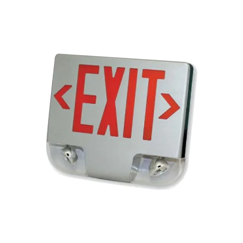 Westgate Die Cast LED Exit Sign & Adjustable LED Head Emergency Combo, SGL/DBL Face Univ. Canopy, Red Letters, Aluminum Panel, LED Exit & Emergency Lighting, 3W Per Head - Cheap-Us