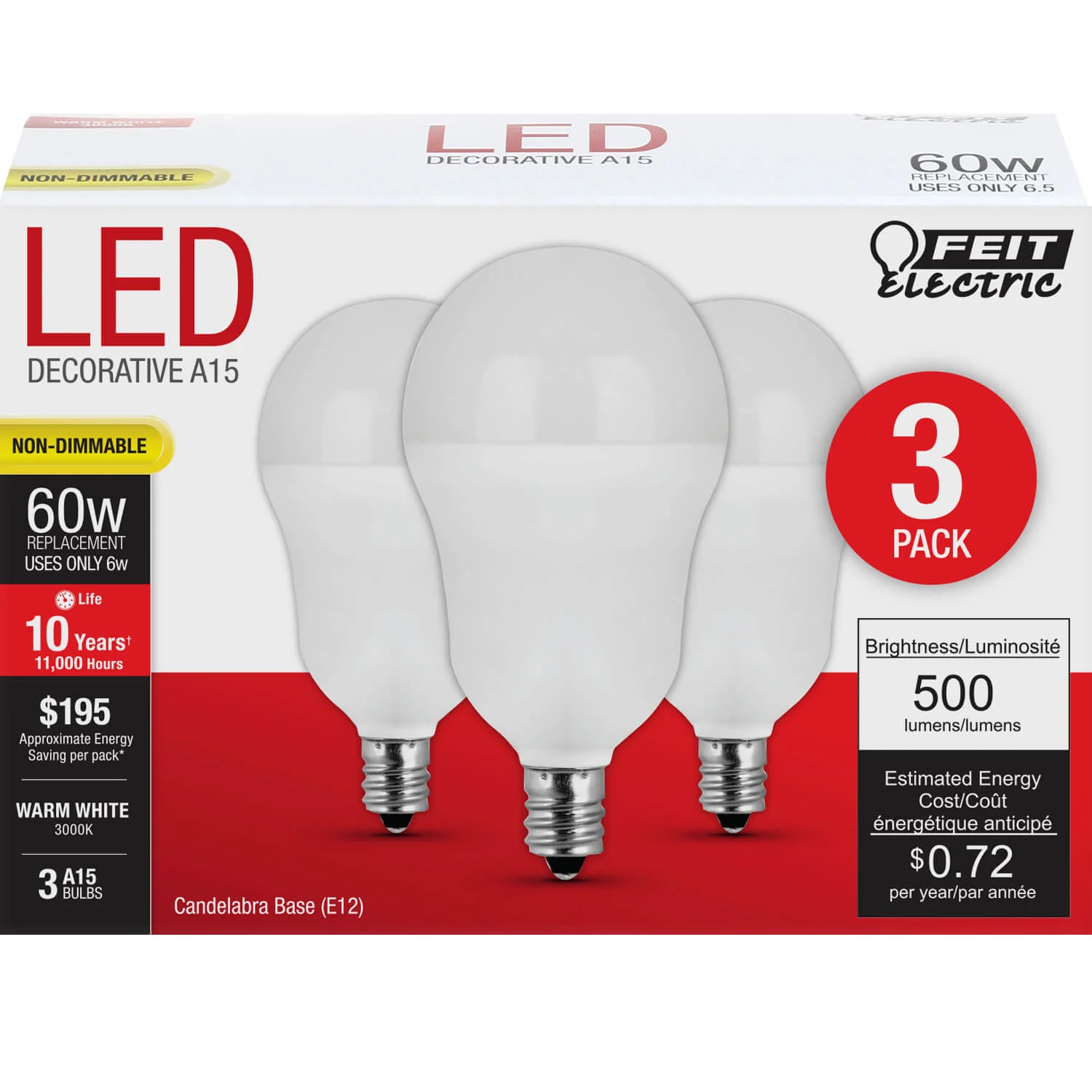 500 Lumen 3000K Non-Dimmable A15 LED - Cheap-Us