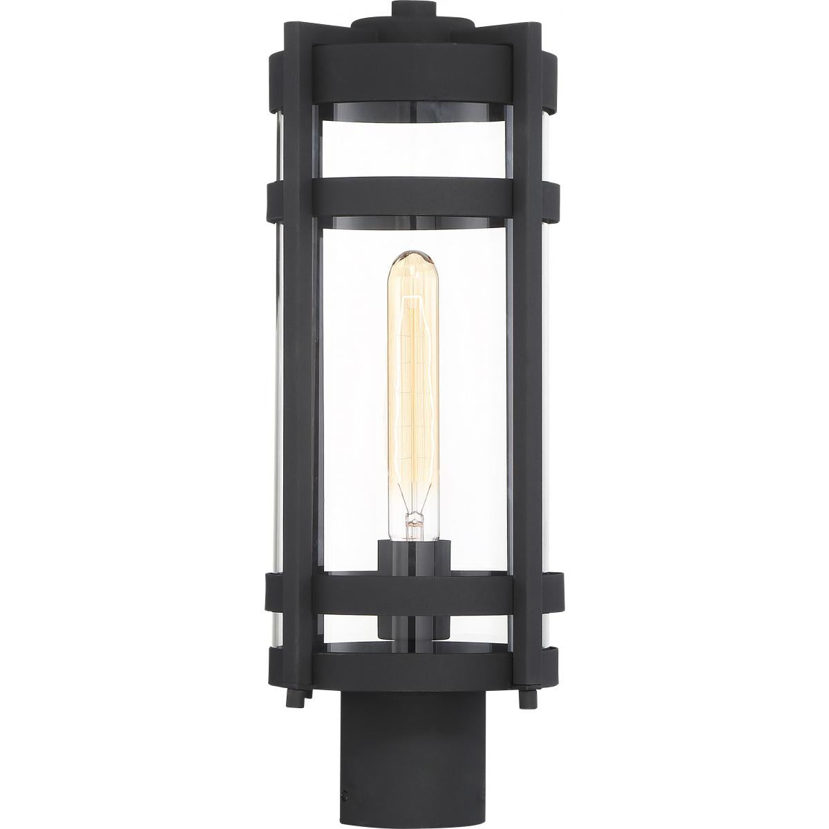60-6575 TOFINO 1 LT POST LANTERN Tofino - 1 Light Post Lantern - Clear Glass - Textured Black Finish - Cheap-Us