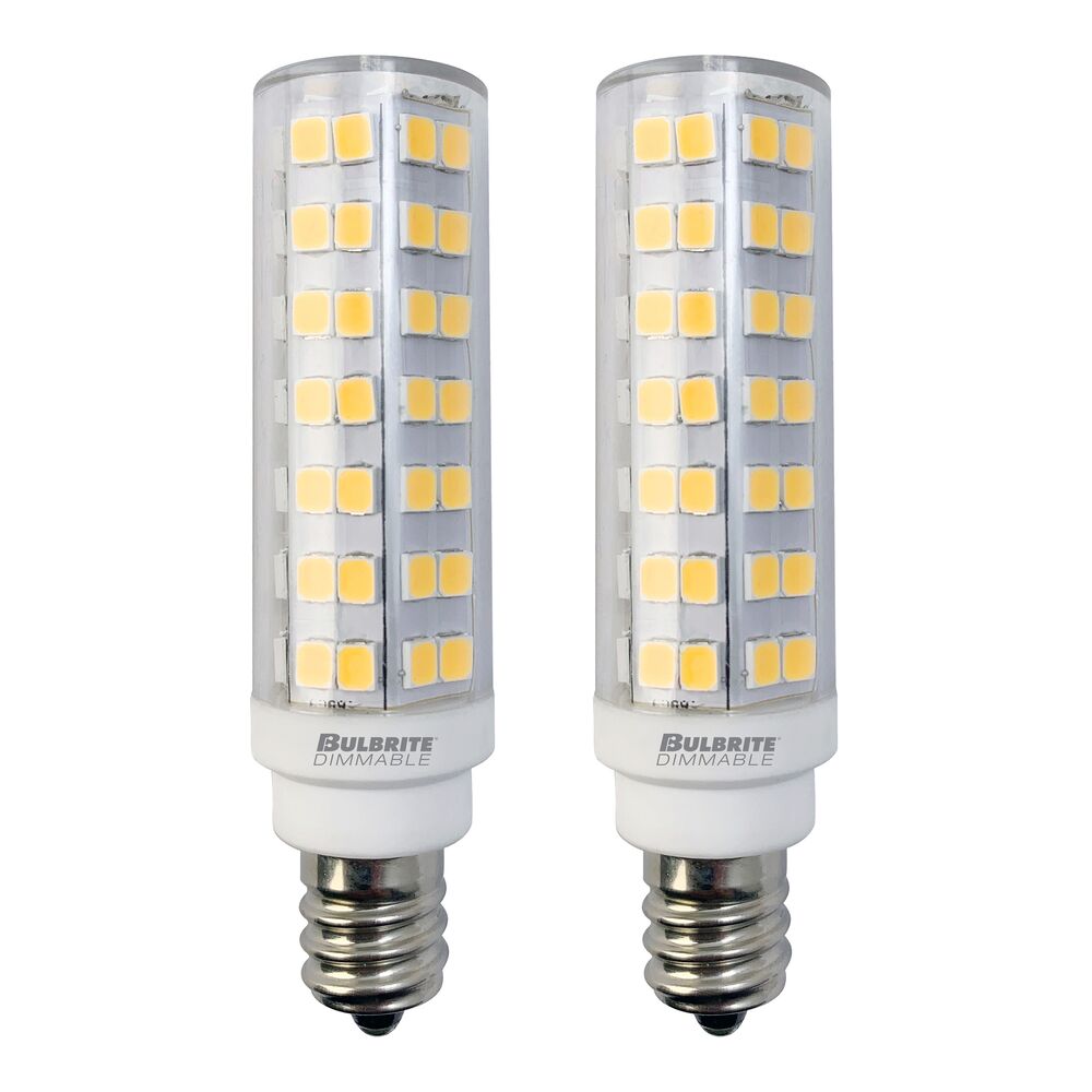 Bulbrite Pack of (2) 6.5 Watt 120V Dimmable Clear T6 LED Mini Light Bulbs with Candelabra (E12) Base, 2700K Warm White Light, 700 Lumens - Cheap-Us