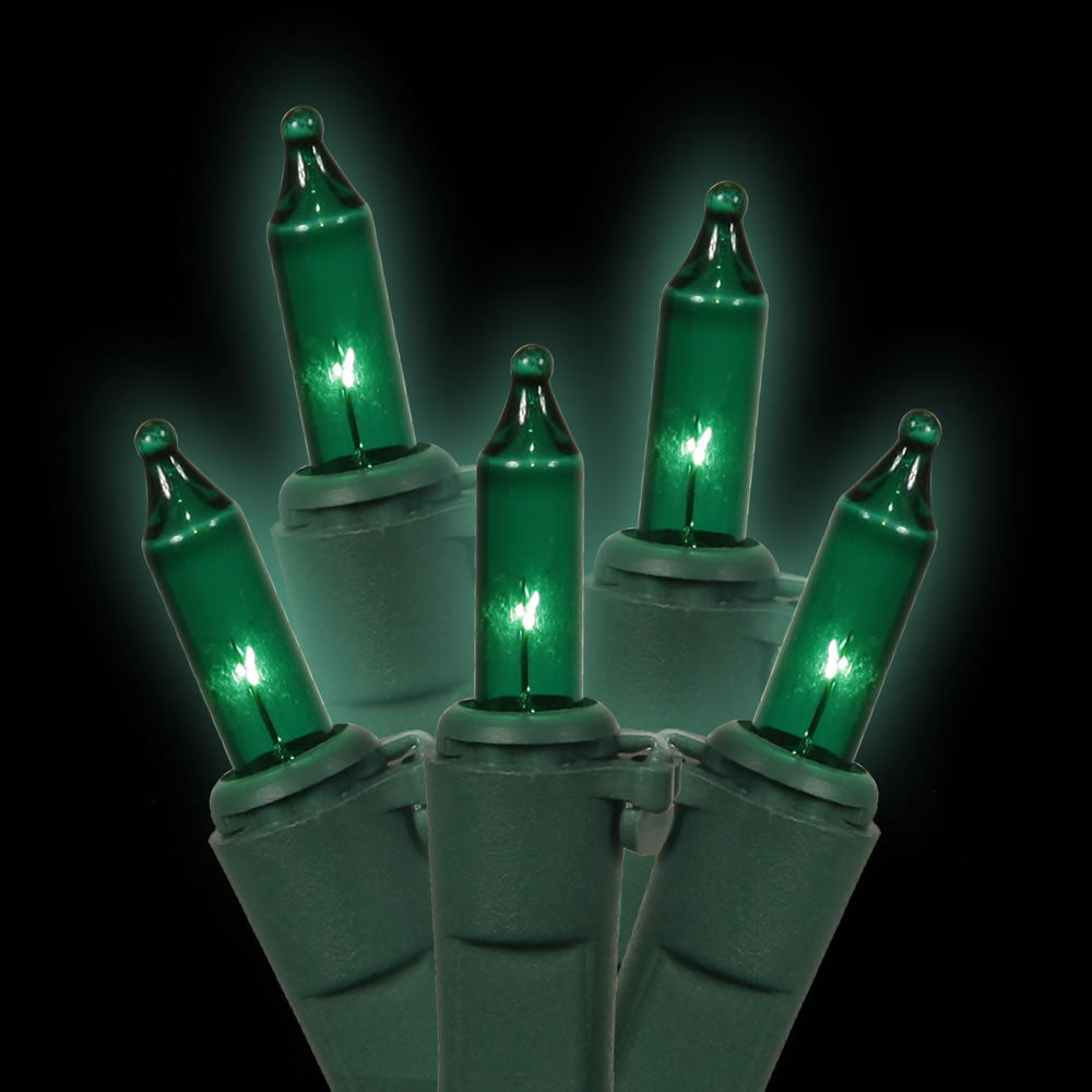 Vickerman 100 Green Mini Light on Green Wire 33' Christmas Light Strand - Cheap-Us