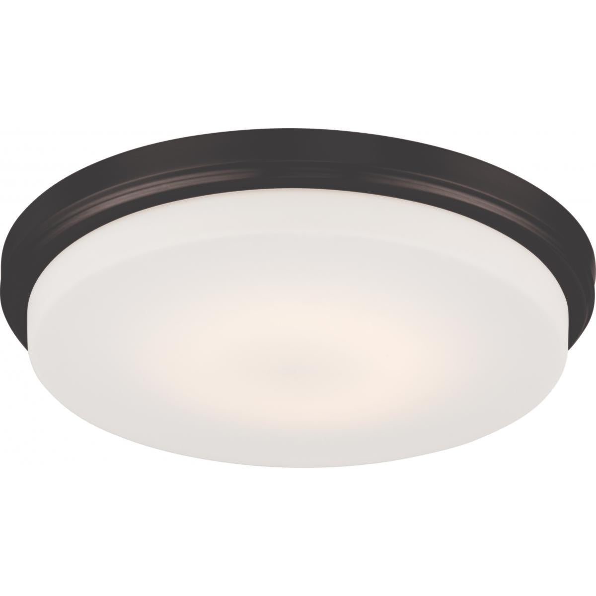 Satco Nuvo Dale LED Flush Mount Fixture With Opal Frosted Glass - Brushed Nickel/ Aged Bronze Finish - 3000K - 18W - 120V - Cheap-Us