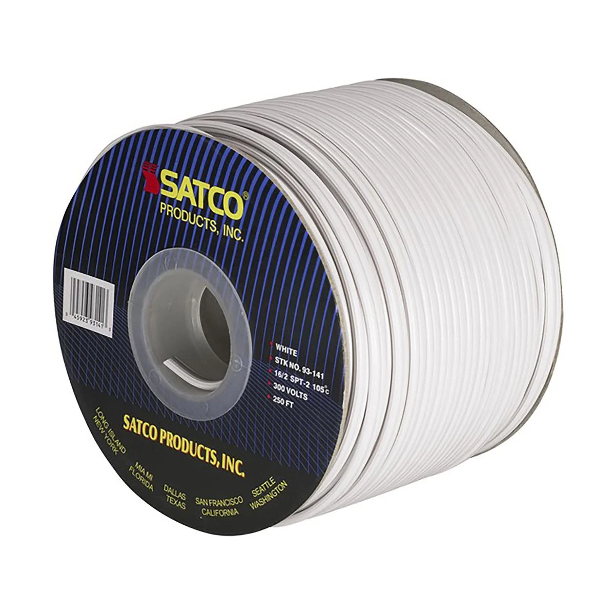 93-141 16/2 SPT2 250'SPOOL WHITE Lamp And Lighting Bulk Wire; 16/2 SPT-2 105C; 250 Foot/Spool; White - Cheap-Us