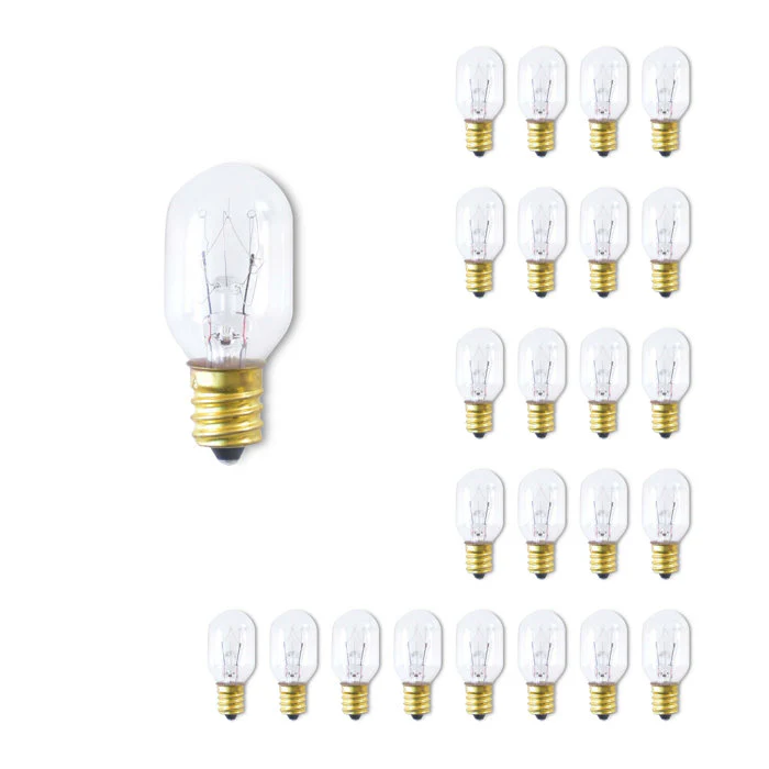 BULBRITE INCANDESCENT T7 CANDELABRA SCREW (E12) 15W DIMMABLE LIGHT BULB 2700K/WARM WHITE 25PK (706115) - Cheap-Us