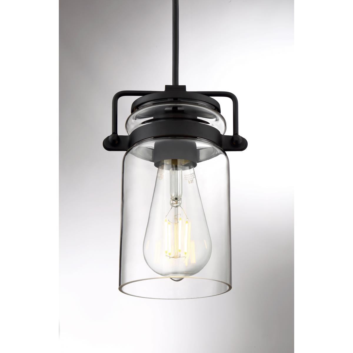 60-6732 ANTEBELLUM 1 LT MINI PENDANT Antebellum - 1 Light Mini Pendant - with Clear Glass -Matte Black Finish - Cheap-Us