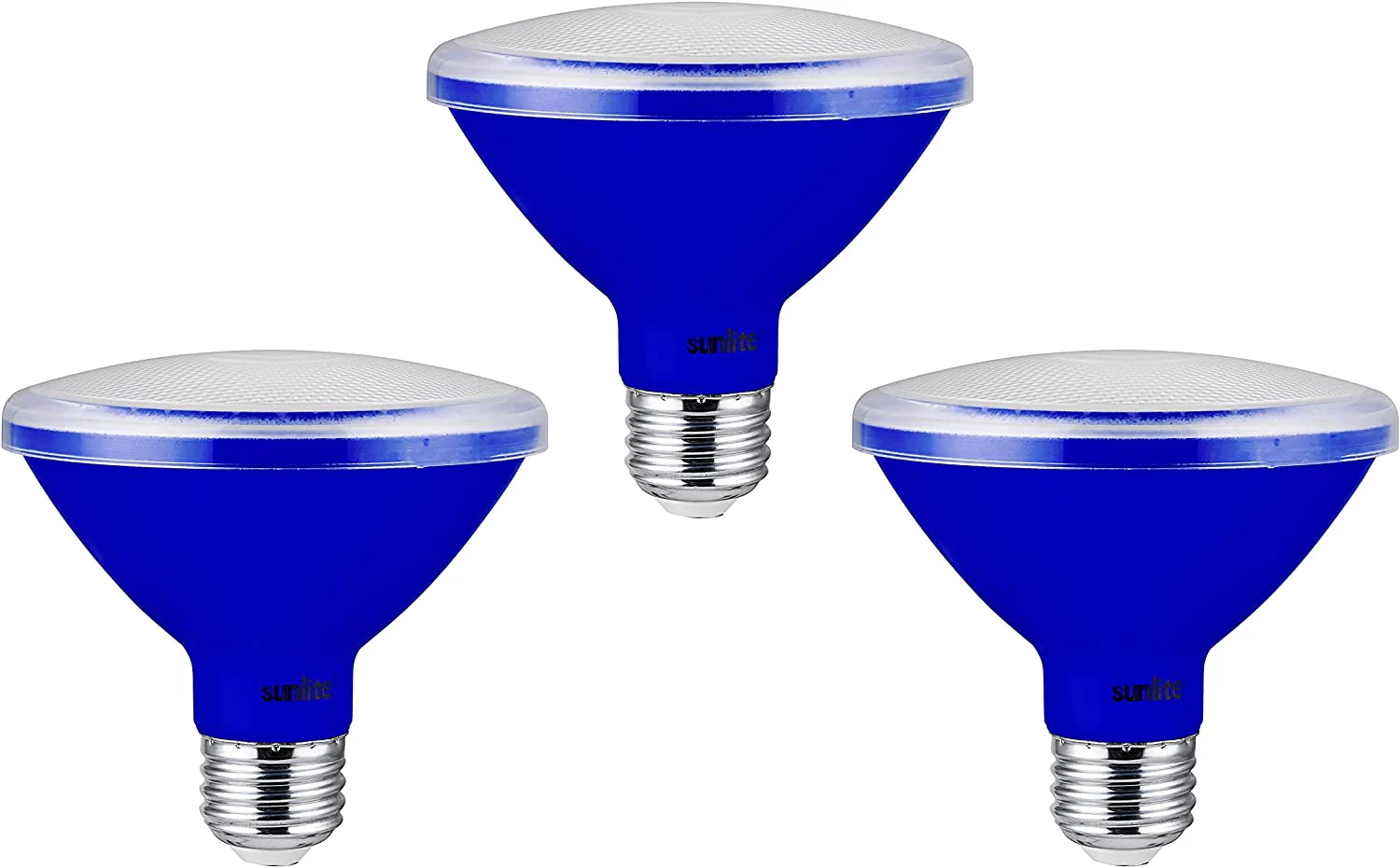 Sunlite 81472 LED PAR30 Short Neck Colored Recessed Light Bulb, 8 Watt (75W Equivalent), Medium (E26) Base, Floodlight, ETL Listed, Blue, Pack of 3 - Cheap-Us