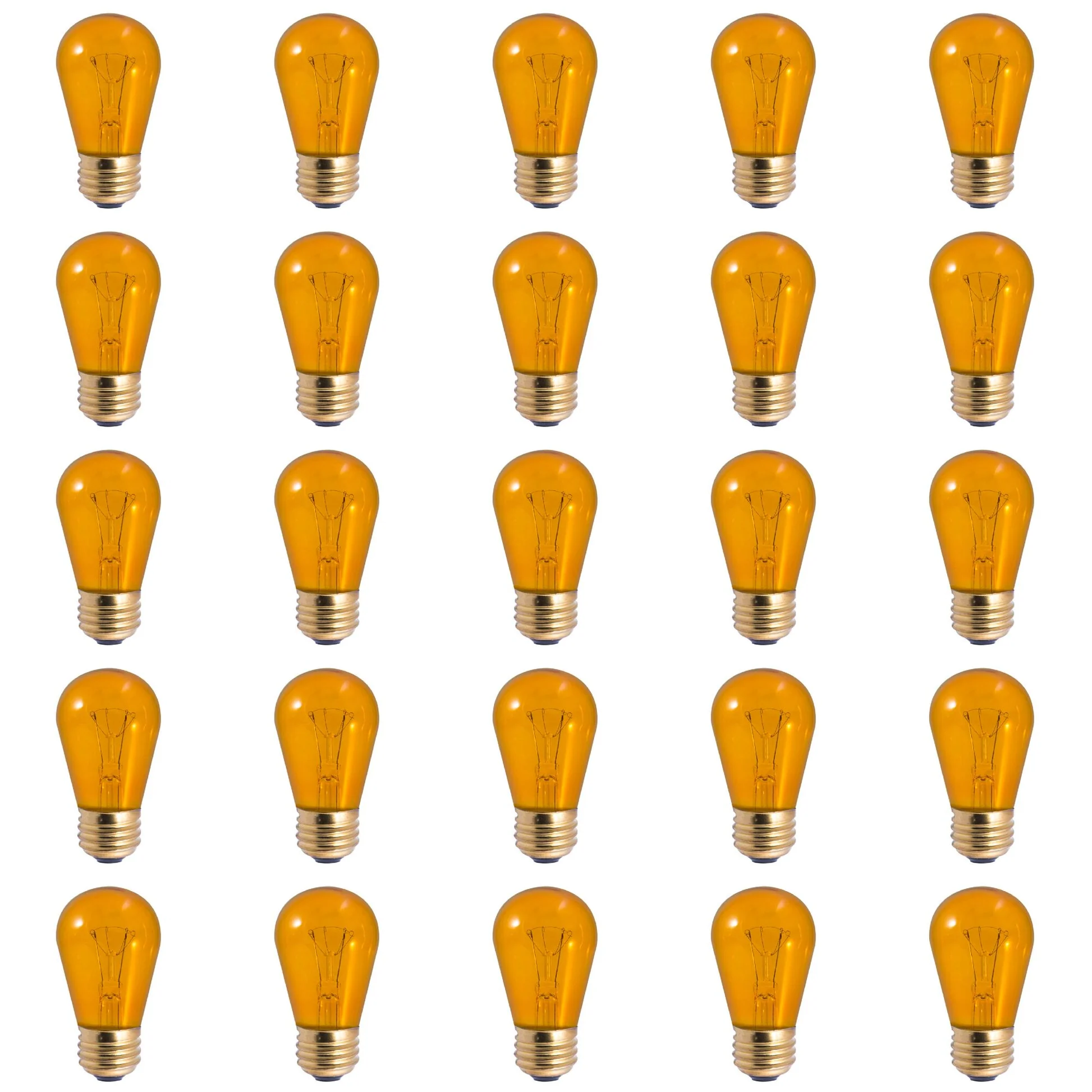BULBRITE INCANDESCENT S14 MEDIUM SCREW (E26) 11W DIMMABLE LIGHT BULB TRANSPARENT AMBER 25PK (701211) - Cheap-Us