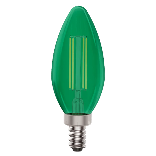 Luxrite LED B11 Colored Filament Torpedo Light Bulb, E12 Candelabra Base, 4.5W, Green Finish, Pack of 8 (LR21742) - Cheap-Us
