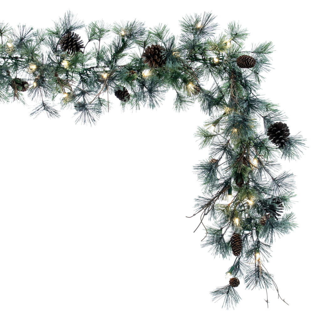 Vickerman 9' Dakota Artificial Christmas Garland Warm White Dura-lit LED Mini Lights - Cheap-Us