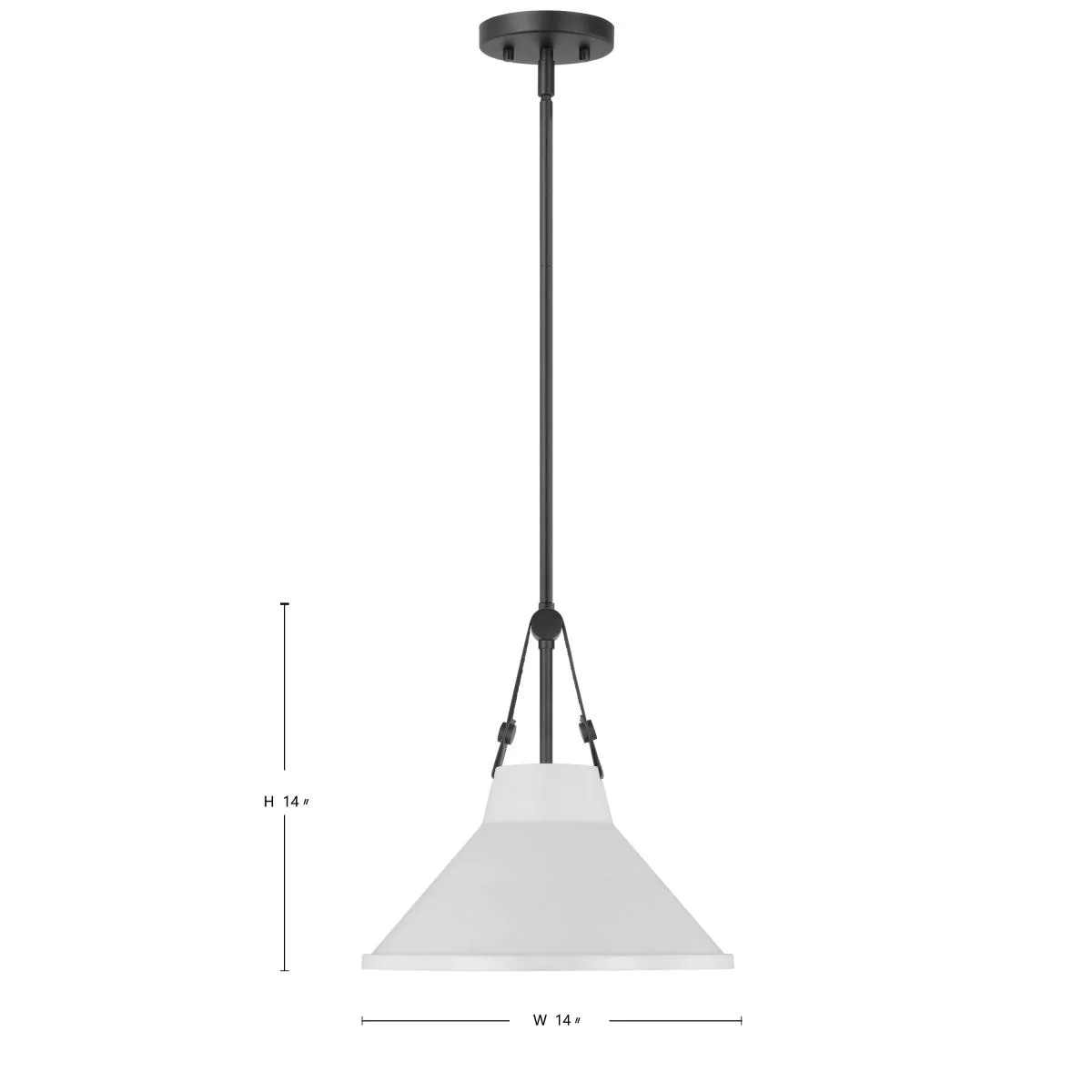 60-7647 ZELDA 1LT PENDANT WHITE Zelda; 1 Light Pendant; Medium Base; 60 Watt; Black Finish; White Metal Shade; Faux Leather Straps - Cheap-Us