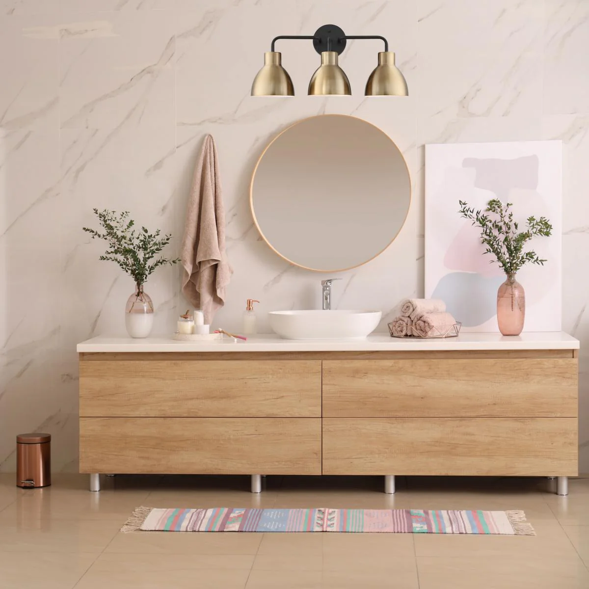 60-6793 SLOAN 3 LIGHT VANITY Sloan - 3 Light Vanity - Matte Black and Burnished Brass Finish - Cheap-Us