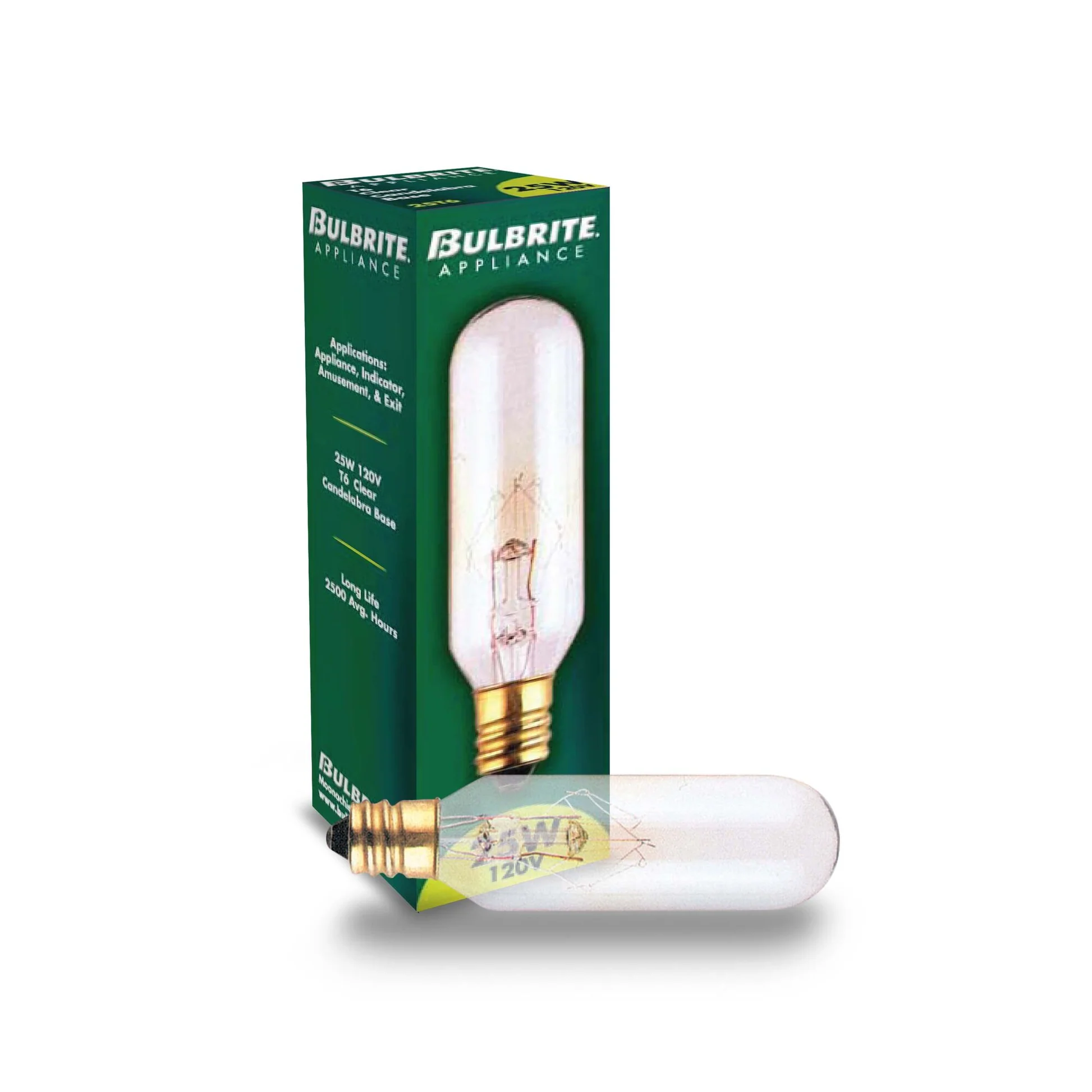 BULBRITE INCANDESCENT T6 CANDELABRA SCREW (E12) 25W DIMMABLE LIGHT BULB 2700K/WARM WHITE 25PK (707125) - Cheap-Us