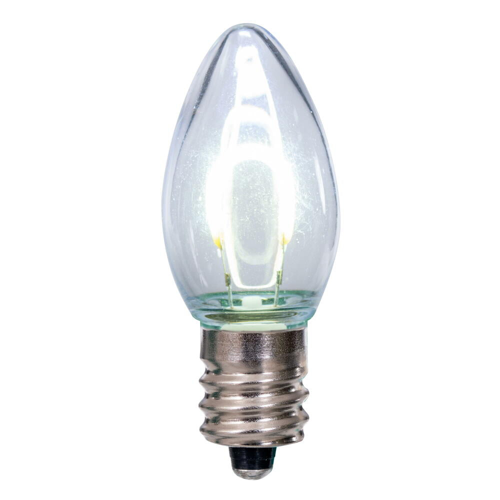 Vickerman C7 Transparent U-Shaped Filament Pure White Bulb, E12 Base, .6 Watts, 25 Pcs Assorted/Bag.  Colors included are Blue, Red, Green, Purple and Amber. - Cheap-Us