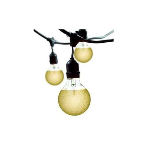 Bulbrite STRING15/E26-40G25/ICE Outdoor String Light w/Amber Ice Glazed Bulbs, 48-Feet, 15 Lights - Cheap-Us