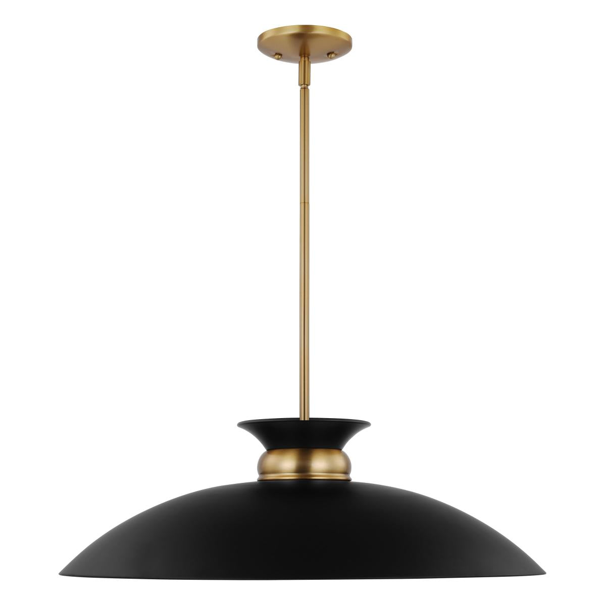 60-7462 PERKINS 1 LT LARGE PENDANT Perkins; 1 Light; Large Pendant; Matte Black with Burnished Brass - Cheap-Us