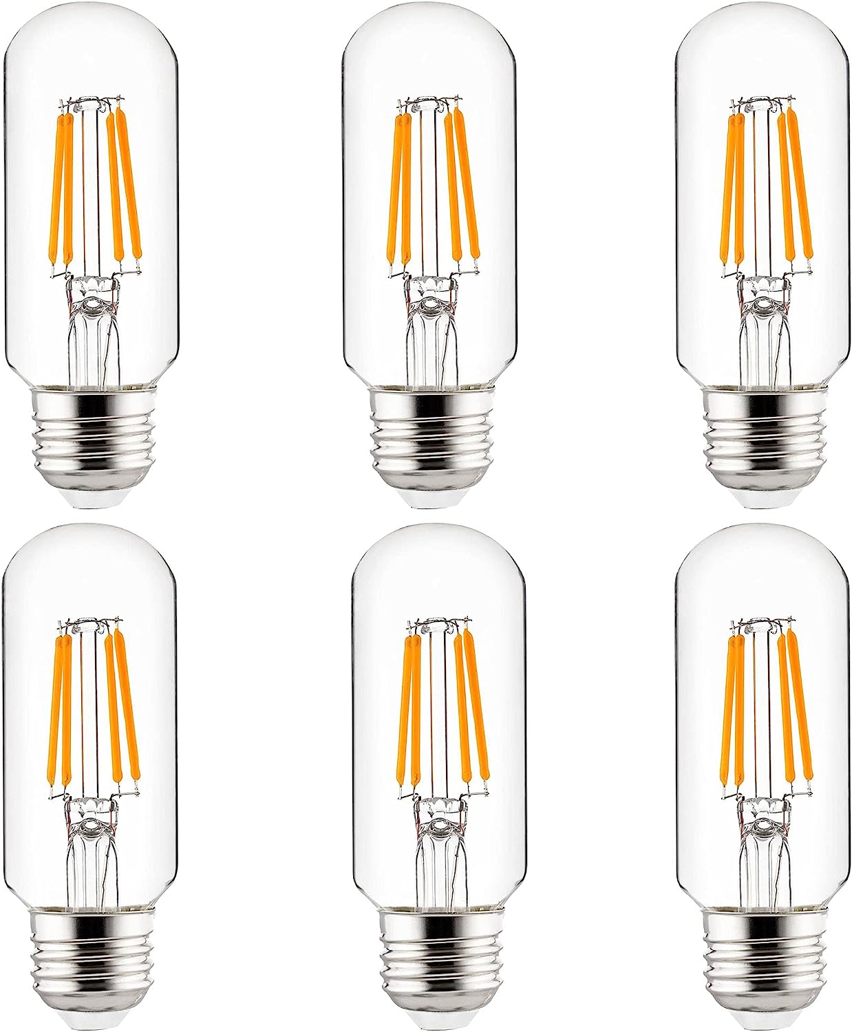 Sunlite 80892 LED Filament T12 Tubular Light Bulb, 3 Watts (40W Equivalent), 350 Lumens, ETL Listed, 100 mm, Medium E26 Base, Dimmable, 2700K Warm White, 6 Pack - Cheap-Us