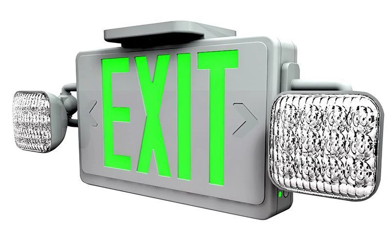 Westgate All LED Exit/Emergency Light Combo, SGL/DBL Face, Green Letters White Housing, 120/277V, LED Exit & Emergency Lighting, 3.8W - Cheap-Us