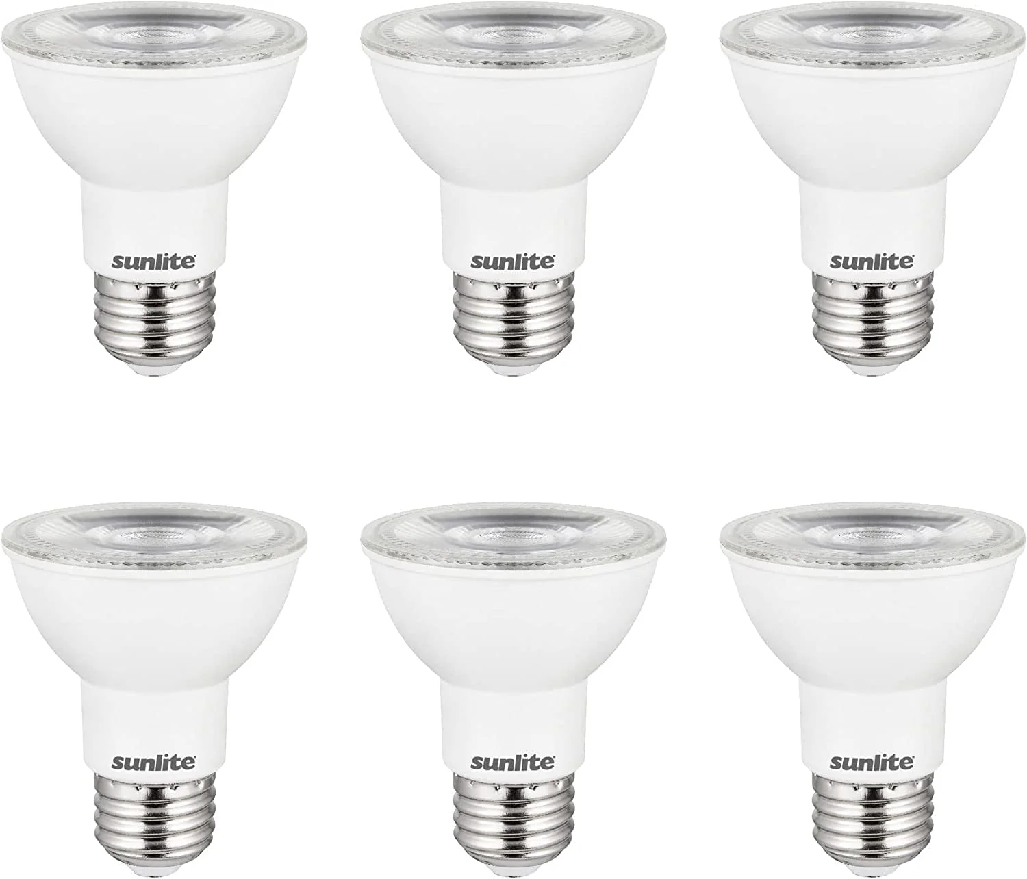 Sunlite 87930 LED PAR20 Long Neck Spotlight Bulb, 8 Watt (50W Halogen EQ), 500 Lm, 40° Flood Beam, Medium E26 Base, 90 CRI, Waterproof, Dimmable, T20/T24/CEC & UL Listed, 2700K Warm White, 6 Count - Cheap-Us