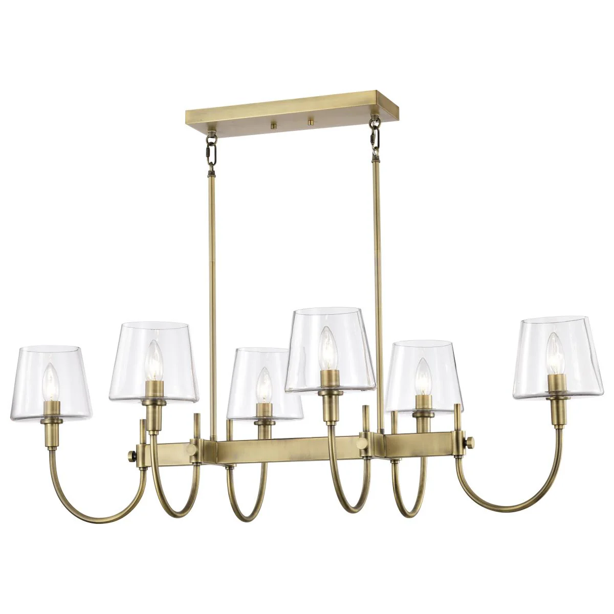 60-7887 BROOKSIDE 6 LT ISLAND PENDANT Brookside 6 Light Island Pendant; Vintage Brass Finish; Clear Glass - Cheap-Us