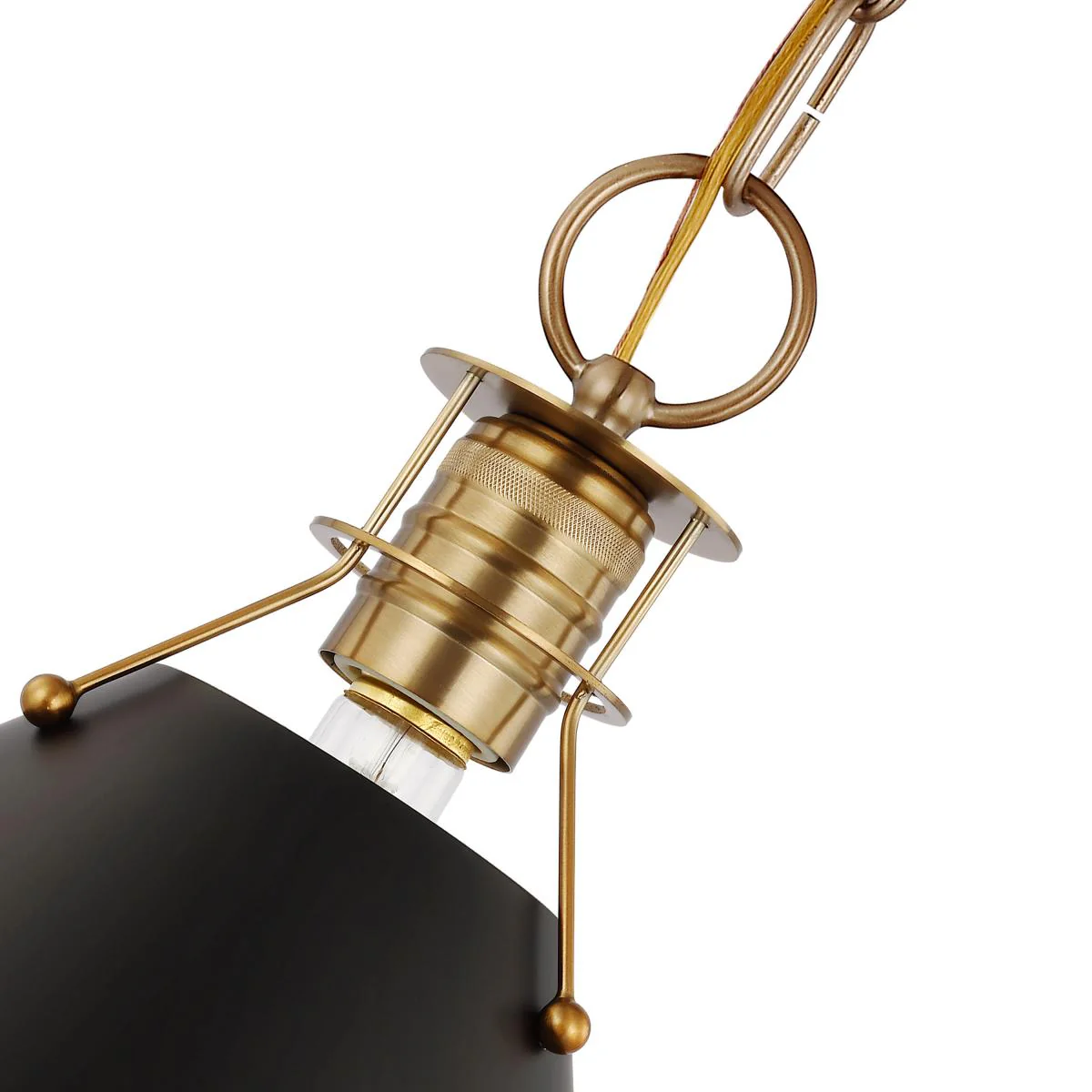 60-7521 OUTPOST 1 LIGHT SMALL PENDANT Outpost; 1 Light; Small Pendant; Matte Black with Burnished Brass - Cheap-Us