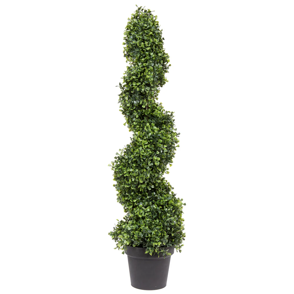 Vickerman 3' Artificial Potted Green Boxwood Spiral Tree. - Cheap-Us