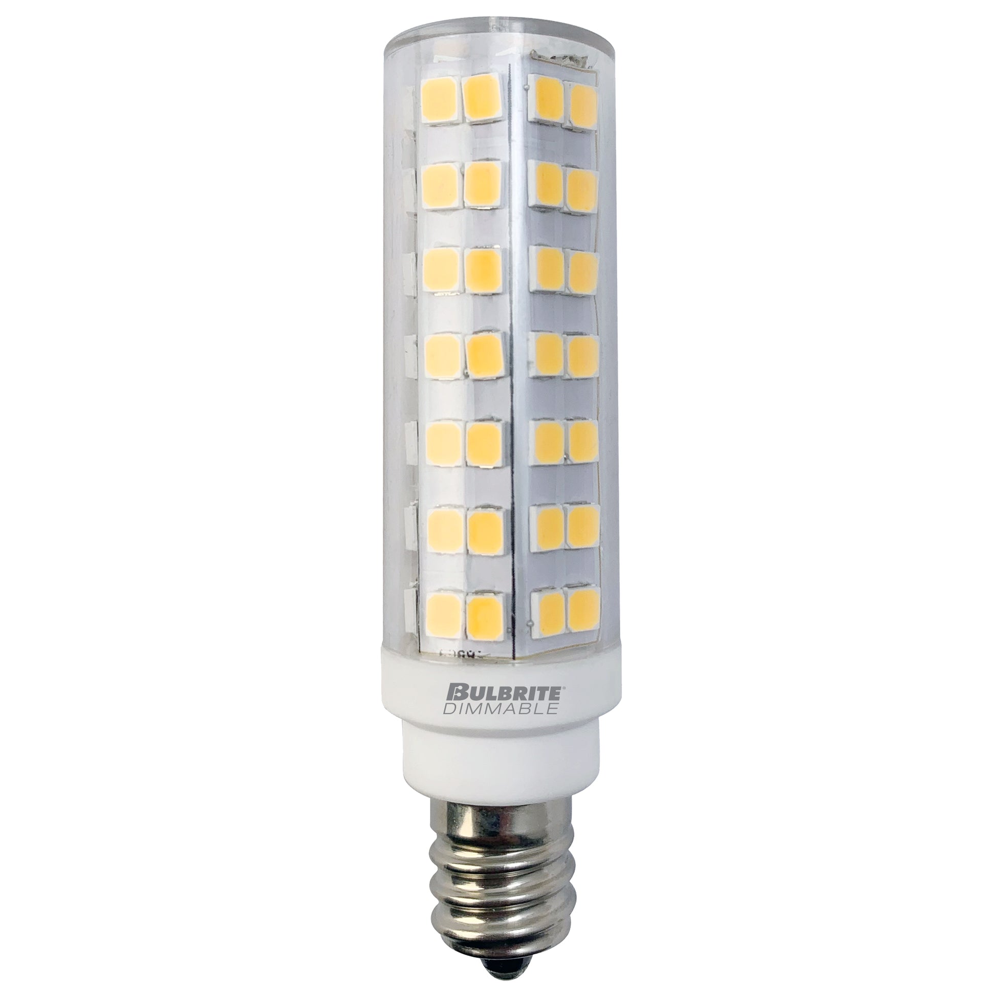 Bulbrite 6.5 Watt 120V Dimmable Clear T6 LED Mini Light Bulbs with Candelabra (E12) Base, 2700K Warm White Light, 700 Lumens - Cheap-Us