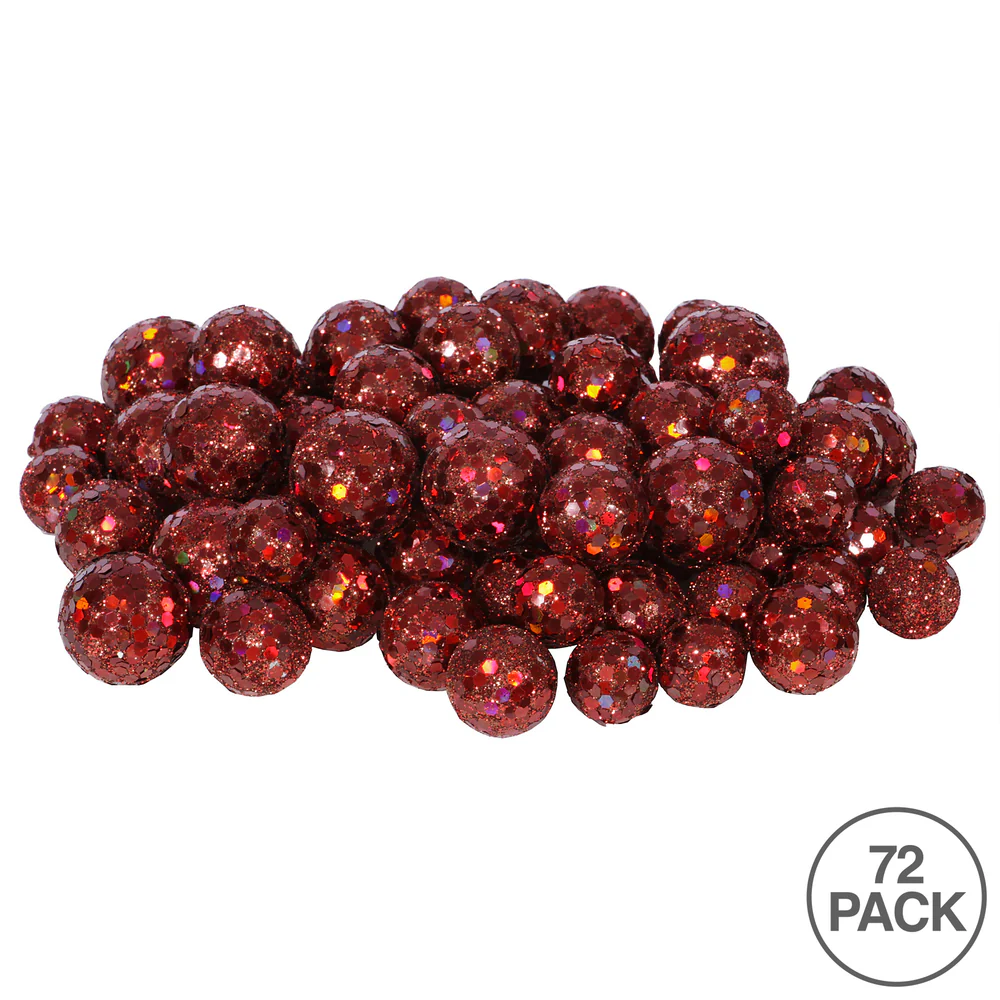 Vickerman 20MM/25MM/30MM Wine Glitter Polystyrene Ball Christmas Ornament 72 per Bag - Cheap-Us