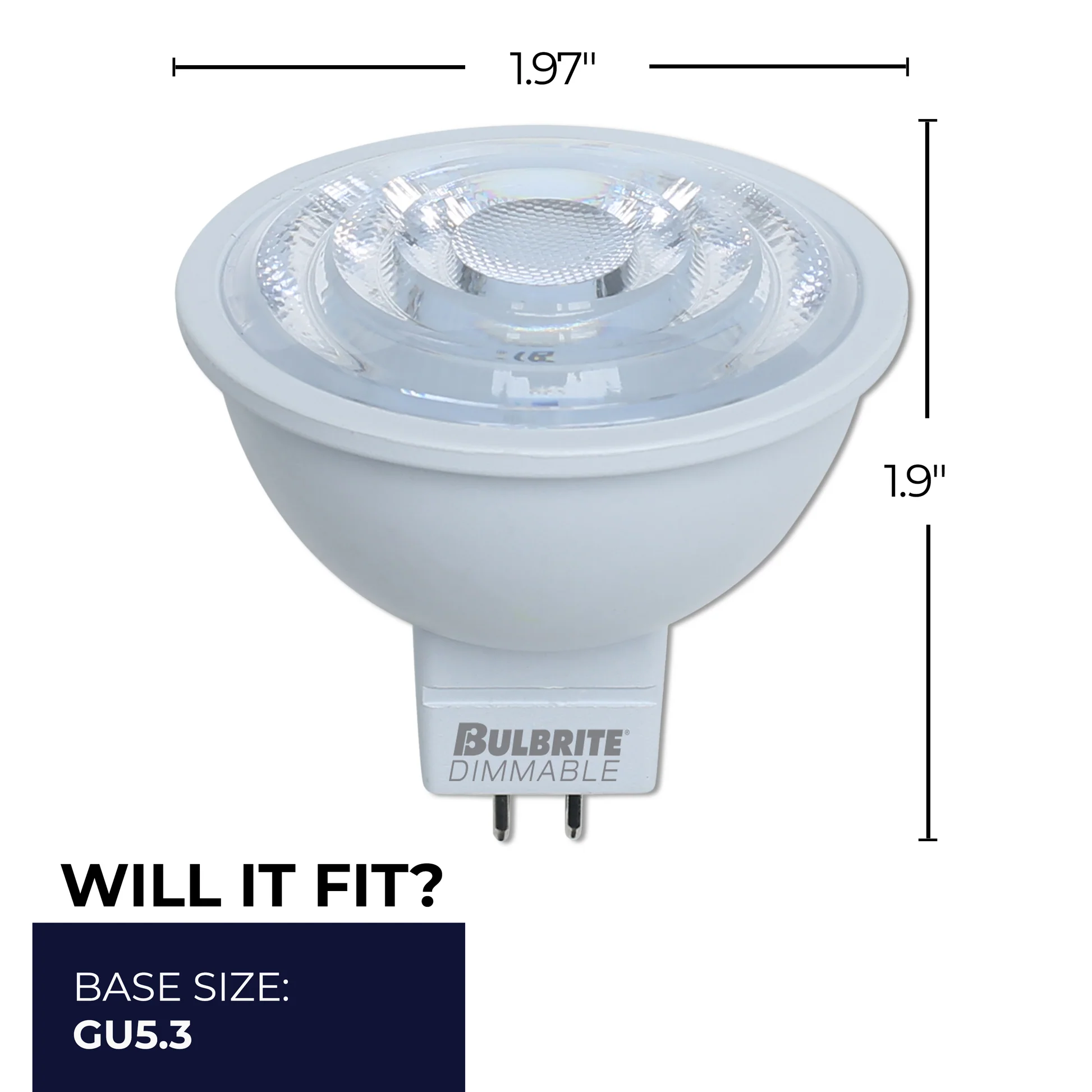 Bulbrite 6.W LED (50-Watt Equivalent) MR16 with Bi Pin Base GU5.3 Dimmable LED Light Bulb 3000K (4-Pack) - Cheap-Us