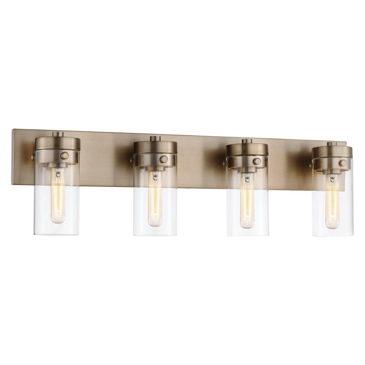 60-7534 INTERSECTION 4LT VANITY Intersection; 4 Light; Vanity; Burnished Brass with Clear Glass - Cheap-Us