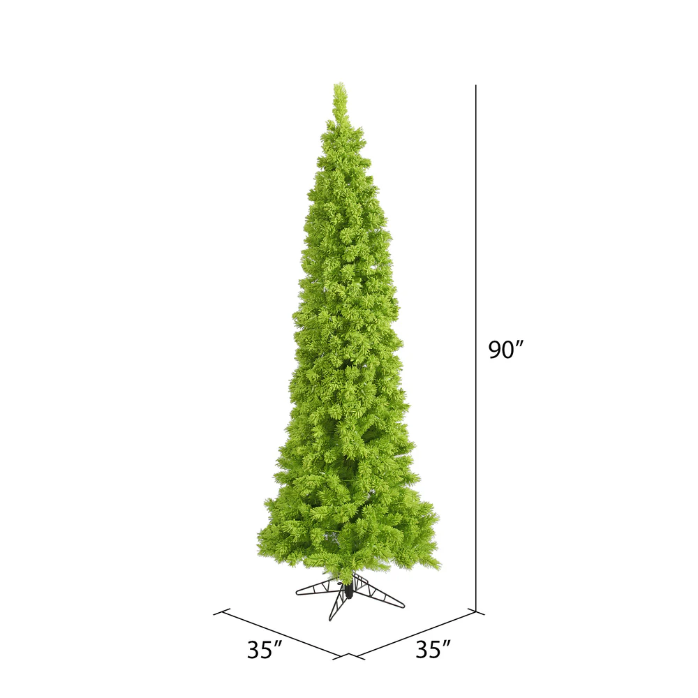 Vickerman 7.5' Flocked Lime Pencil Fir Artificial Christmas Tree Unlit - Cheap-Us