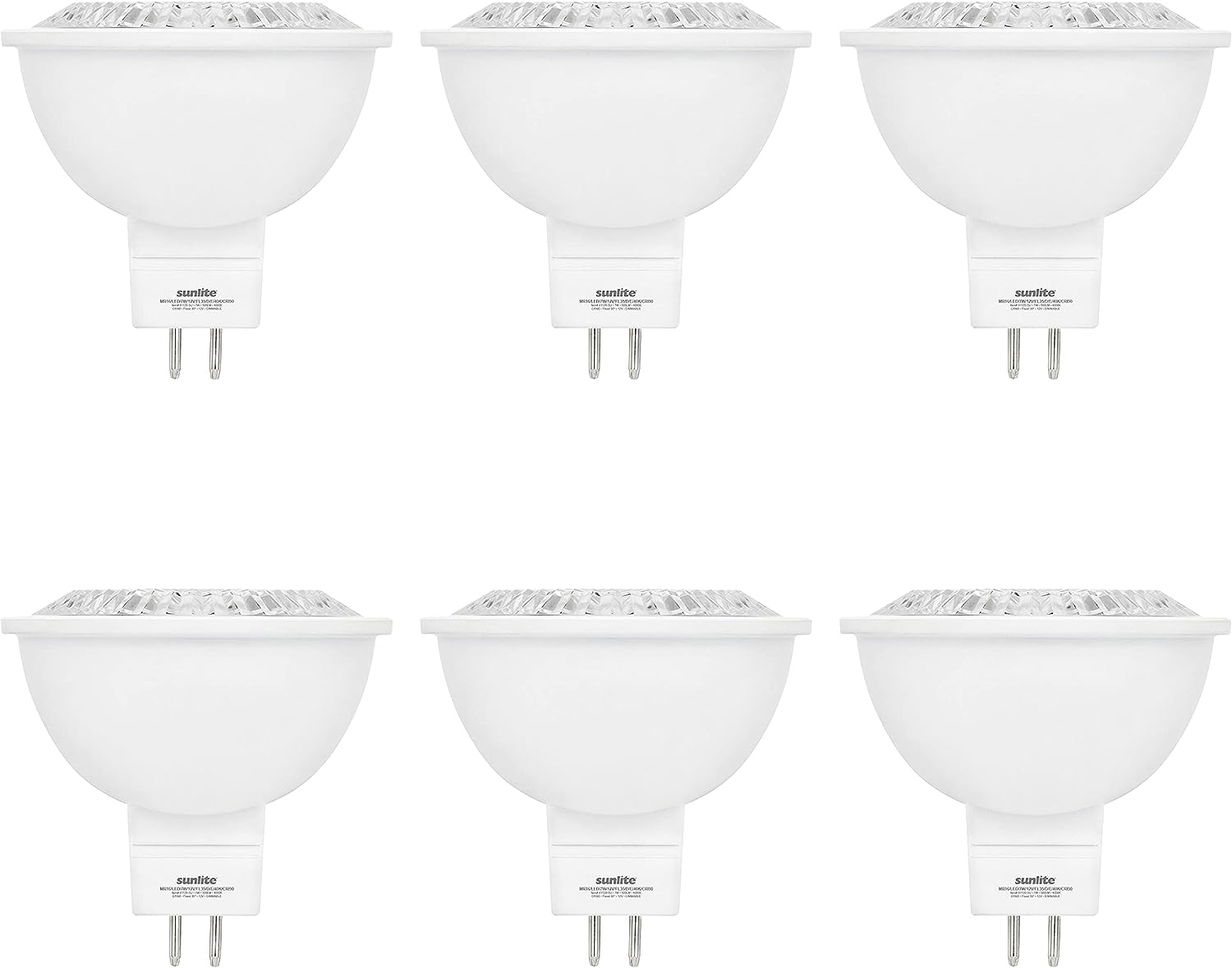 Sunlite LED MR16 Reflector Spotlight Bulb, 7 Watts (50W Halogen Bulb EQ) 12V, 500 LM, 90 CRI, GU5.3 Bi-Pin Base, Dimmable, T20 Compliant, UL & Energy Star Certified, 4000K Cool White - 6 Pack - Cheap-Us