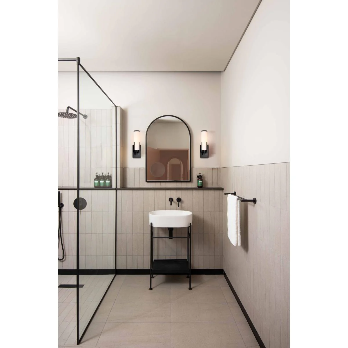 60-8051 ROSELLE 1 LIGHT VANITY Roselle; 1 Light Vanity; Matte Black with White Glass - Cheap-Us