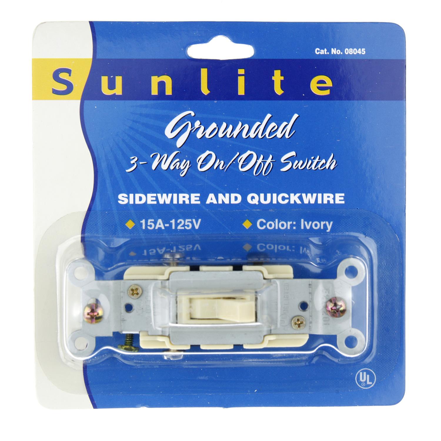 Sunlite E508/CD1 3 Way Grounded Toggle Switch, Ivory - Cheap-Us