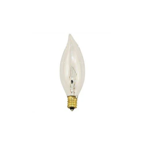 Bulbrite 25CFC/HV 25 Watt High Voltage Incandescent CA10 Flame Tip Chandelier Bulb, Candelabra Base, 220 Volt, Clear - Cheap-Us